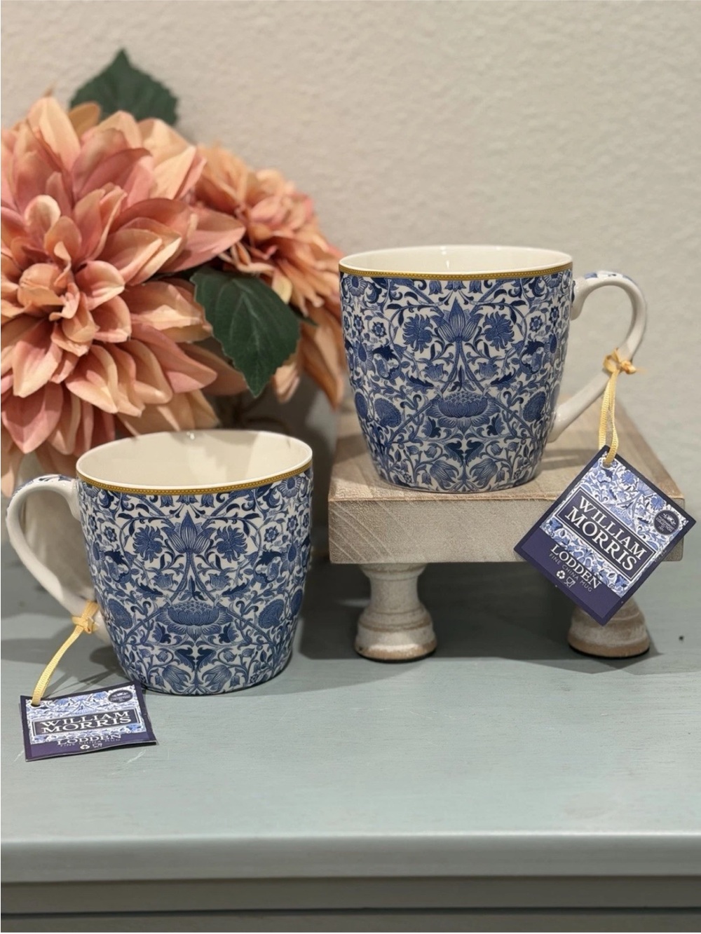 NEW! William Morris- Leonardo
Collection LODDEN BLUE- Coffee/Tea Mug Set-2